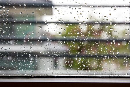 Rain drop on glass background.の写真素材