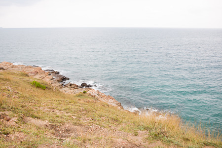 Rocky mountain and ocean background.の写真素材