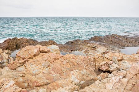 Rocky mountain and ocean background.の写真素材
