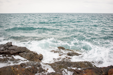 Rocky mountain and ocean background.の写真素材