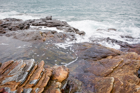 Rocky mountain and ocean background.の写真素材