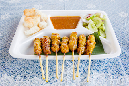 Traditional Thai grilled pork close up.の写真素材