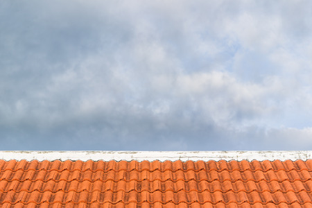 Aged orange roof close up.の写真素材