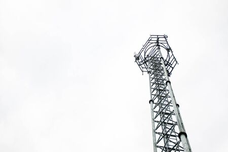 Telecom tower on white background close up.の写真素材