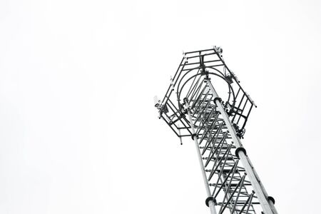 Telecom tower on white background close up.の写真素材