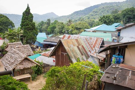 CHAINGMAI,THAILAND-APRIL 14: The landscape of Thai mountain traditional village in the northern of Thailand on Apr 14, 2017 in Chaingmai Thailand.のeditorial素材