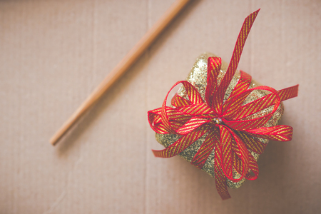 Golden gift box close up.の写真素材