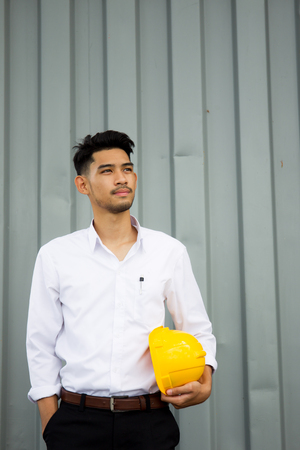Portrait of Asian professional engineer age between 30-35 years old close up.の写真素材