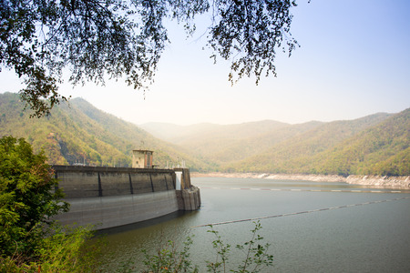 Photograph of the big dam made from forced concrete for water reservation and electric generation.の写真素材