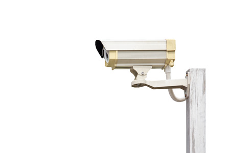 Close Circuit Television (CCTV) camera installed.  Isolated.