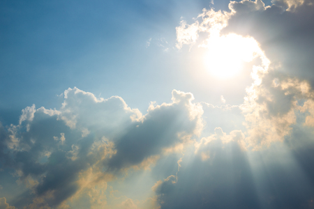 Beautiful sky and the sun in evening after the big storm.  Sky background or backdrop.の写真素材
