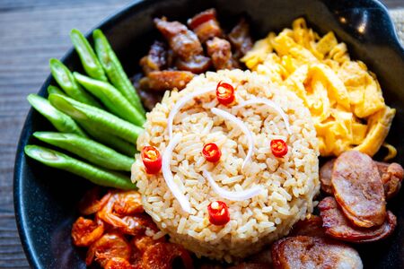 Original  Thai food.  Shrimp Fried Rice close up.の写真素材