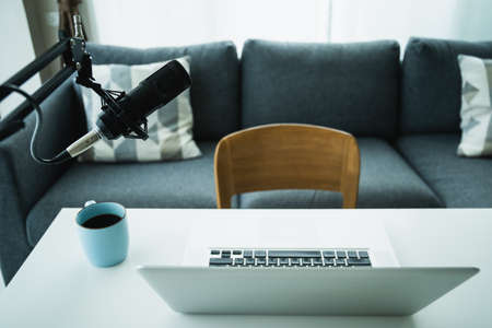 Home sound recording studio and equipment including professional condenser microphone, headphones,...