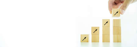 Creativity in business growth concept on wooden blocks with copyspace.の写真素材