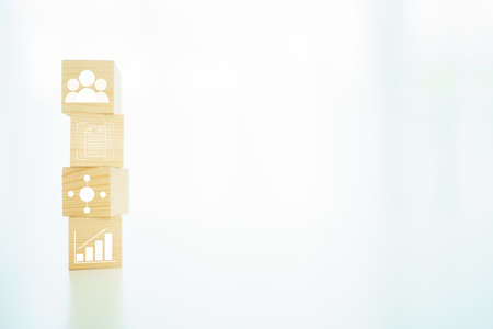 Creativity in business growth concept on wooden blocks with copyspace.の写真素材