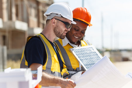 Professional - senior civil engineers inspecting or working in construction site, contractor...