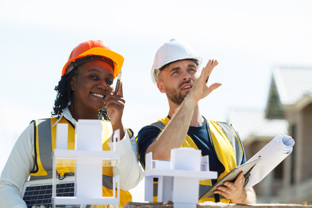 Professional - senior civil engineers inspecting or working in construction site, contractor...
