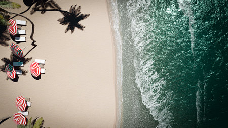 3D illustration render. Aerial beach perspective.