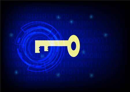 Key with glowing digital one zero background - best for Computer or Network cyber Securityのイラスト素材