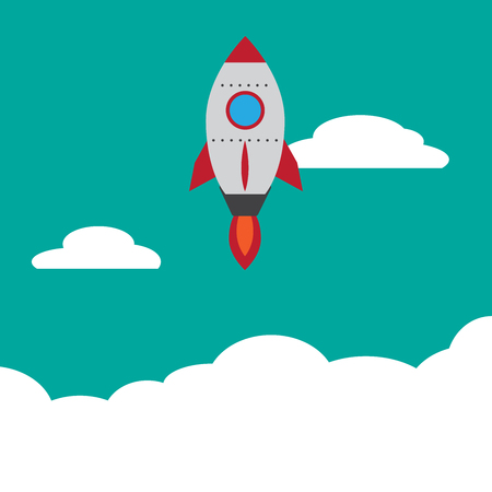 Startup rocket over cloudのイラスト素材