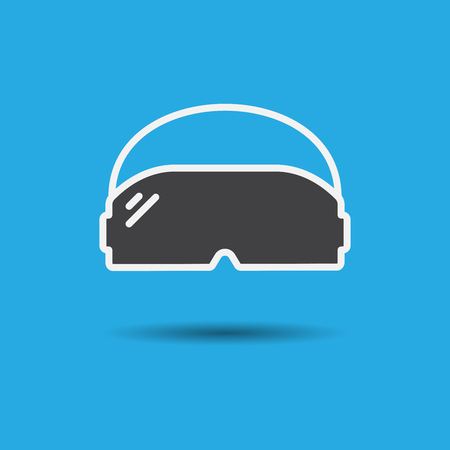 Virtual Reality ( VR ) head gear sign symbol icon - flat design with shadowのイラスト素材