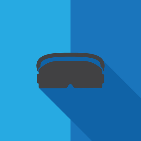 Virtual Reality ( VR ) head gear flat design with long shadowのイラスト素材