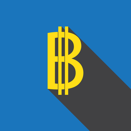 Bitcoin - icon sign symbol flat design with long shadowのイラスト素材
