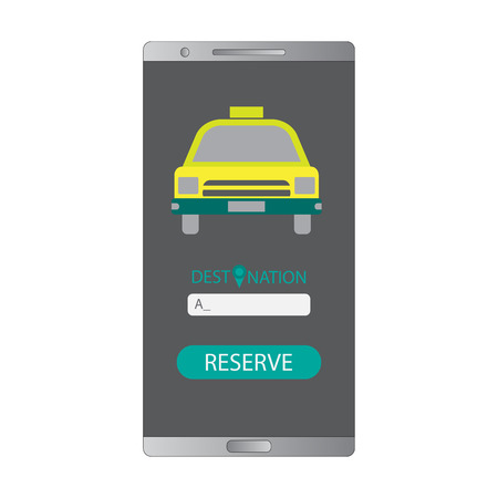 Taxi booking / reservation on mobile phoneのイラスト素材