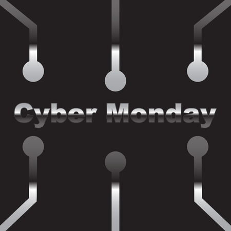 Cyber Monday holiday text, metallic design for shopping advertisement.のイラスト素材