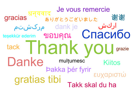 Colorful Thank you word in many languages backgroundのイラスト素材