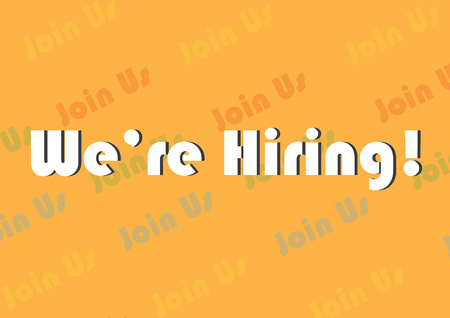 We are Hiring Text on Join Us background