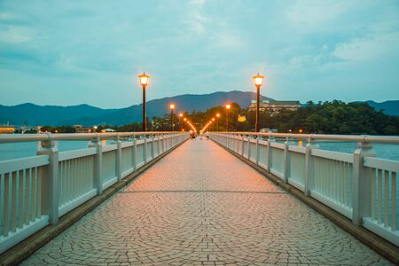 Night light on the bridgeの写真素材