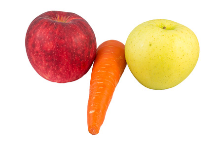 Carrot and apples isolated on white background  odd shapeの写真素材