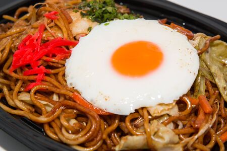 Yakisoba, Japan food fried egg isolated on white background.の写真素材