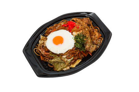 Yakisoba, Japan food fried egg isolated on white background.の写真素材