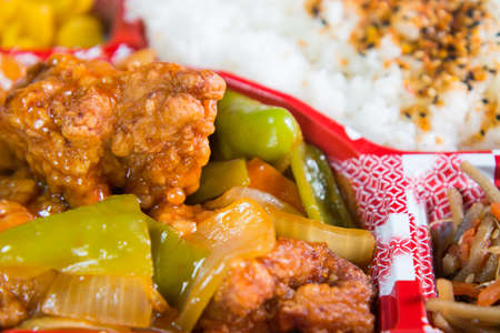 Japan Food set of chicken fried and other in a box   Japan food Bento.