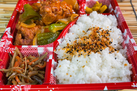 Japanese rice sprinkled with Flakes.の写真素材