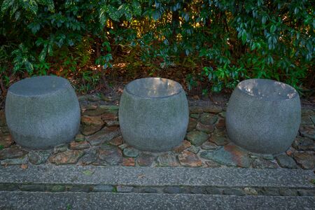 modern design of stone seat in the garden.の写真素材