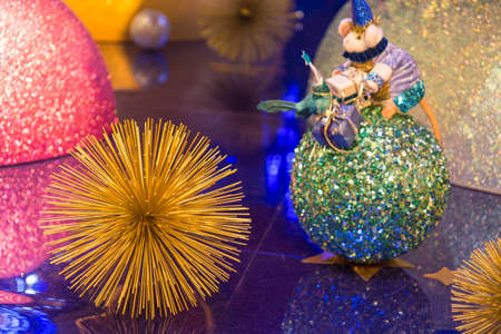 Christmas holiday blinking abstract background with decorated christmas tree.の写真素材