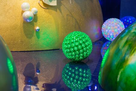 Christmas holiday blinking abstract background with decorated christmas tree.の写真素材