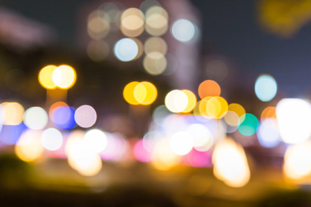 City night time with street lights blur bokeh background.の写真素材