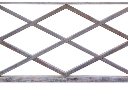 Wooden fence lattice isolated on white background.の写真素材