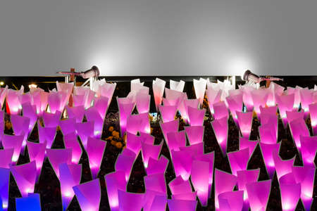 Illumination paper light and sign board with blank space.の写真素材
