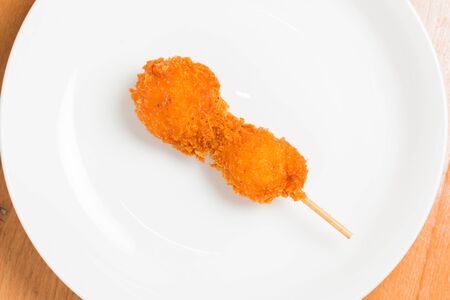 Meatball fritter appetizer on white background.の写真素材