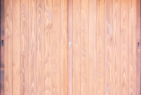 Traditional classic Japanese style sliding wooden door. close up.の写真素材