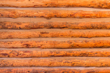 Wooden log wall texture background.の写真素材