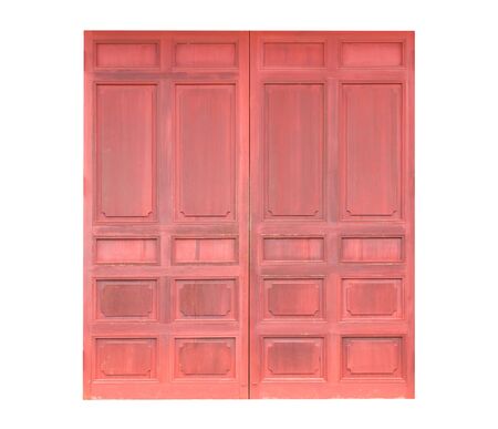 Wooden door isolated on white background.の写真素材