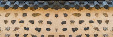 Detail of a restored traditional wall, South Korea, panorama.