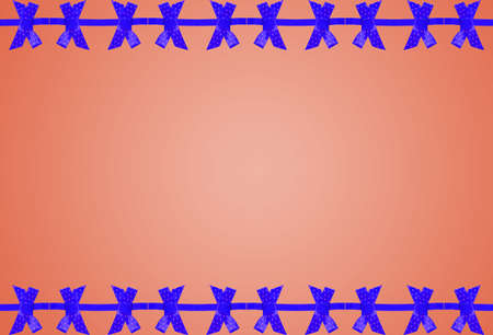 elegant red background with blue bow frame.の写真素材