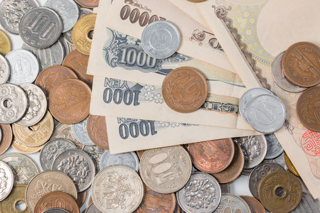 Japanese yen banknotes and coins. Currency of Japan. finance concept.の写真素材